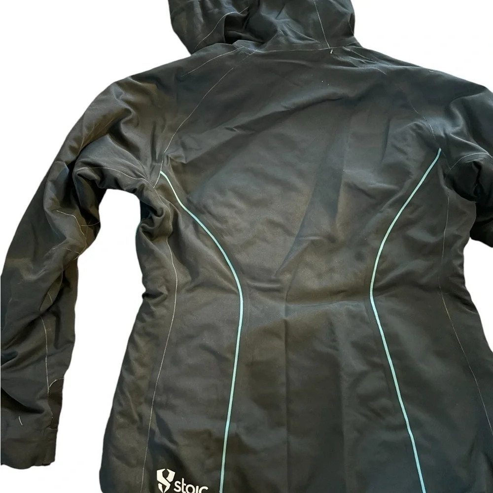 Stoic Welder Lo Softshell Jacket Women’s Sz S/4-6 Black Teal Hoodie Lightweight